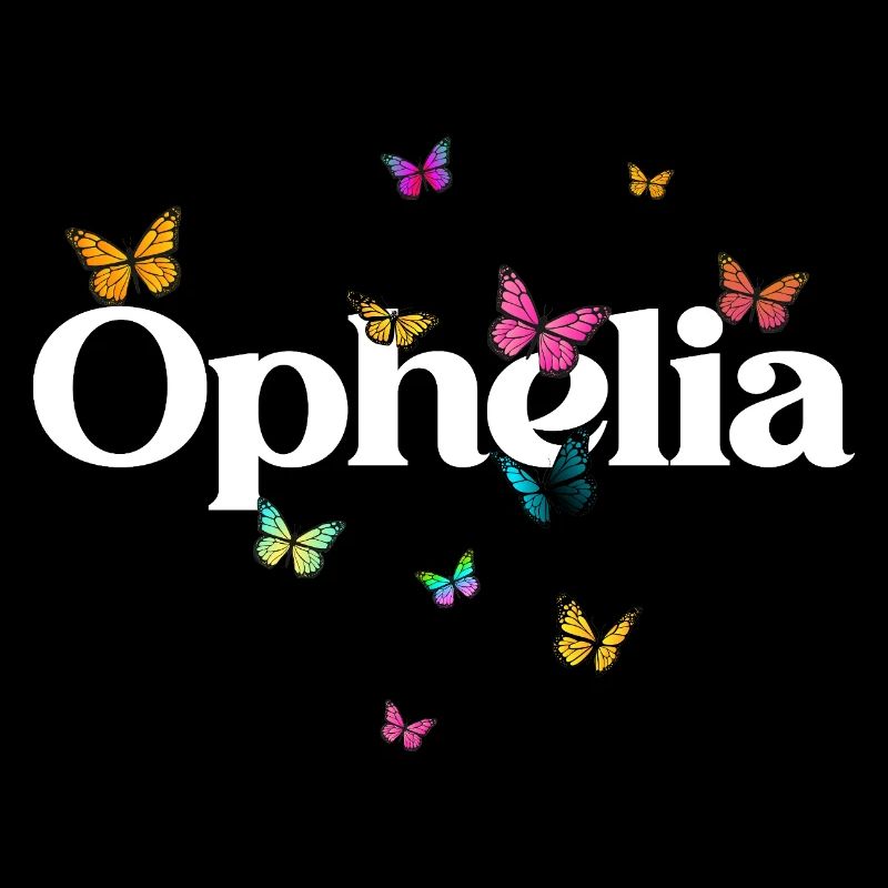 Schöner Mädchenname OPHELIA mit Schmetterlingen 