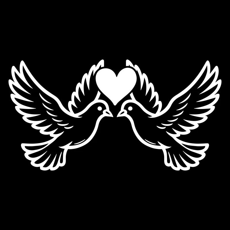 Dove Lovers Couple Heart Wedding