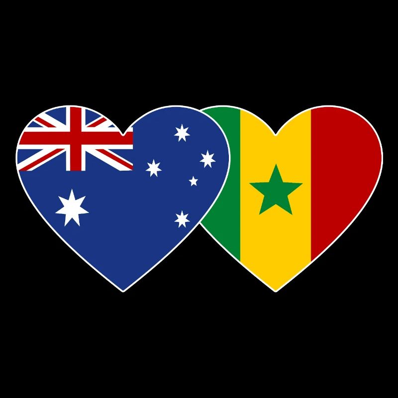 Drapeau de l’Australie et du Sénégal Coeur