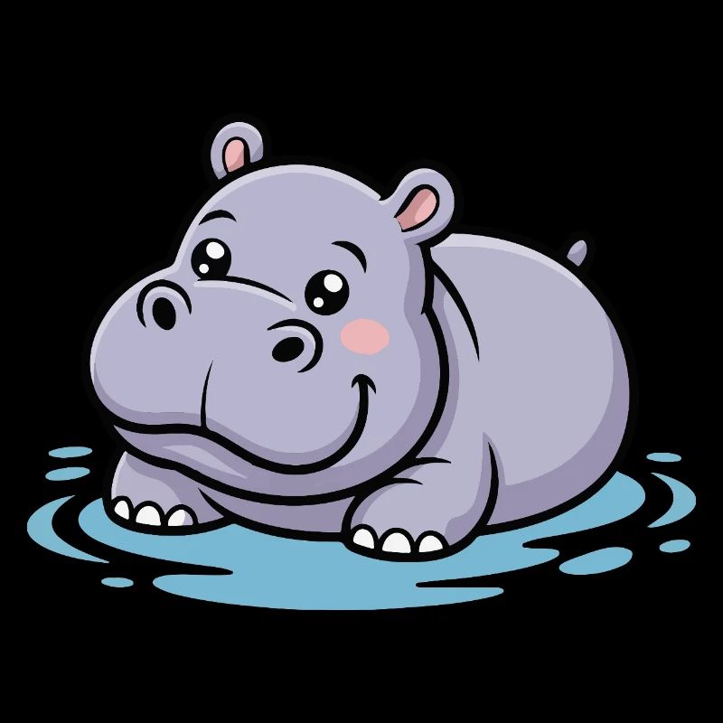 Niedlicher Hippo im Pfützchen