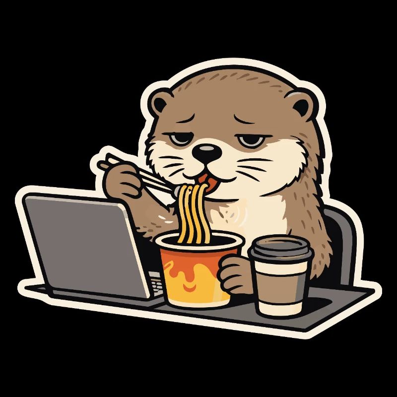 Office Otter Lunch Break – Work & Noodles Design