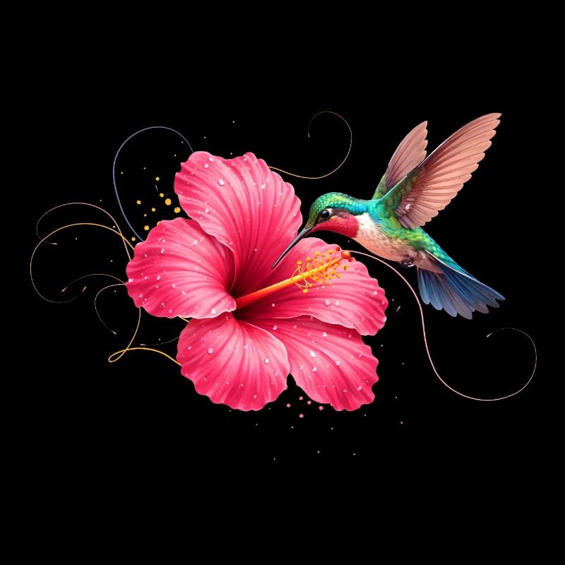Kolibri an Hibiskusblüte 