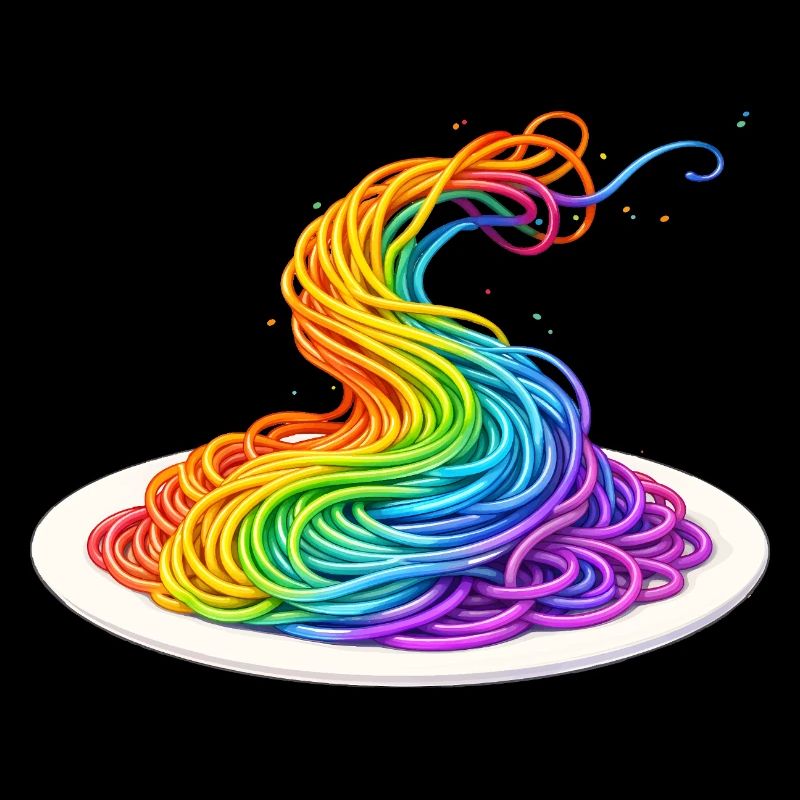 Regenbogen Spaghetti Illustration 