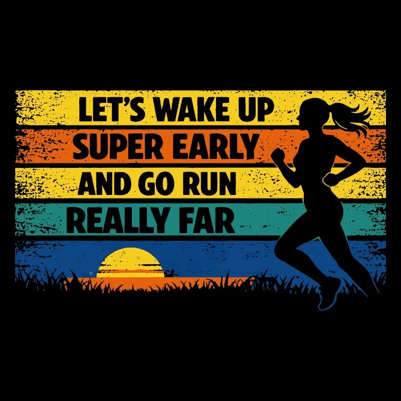 Courir, jogging, drôle, dire Sunrise Rétro