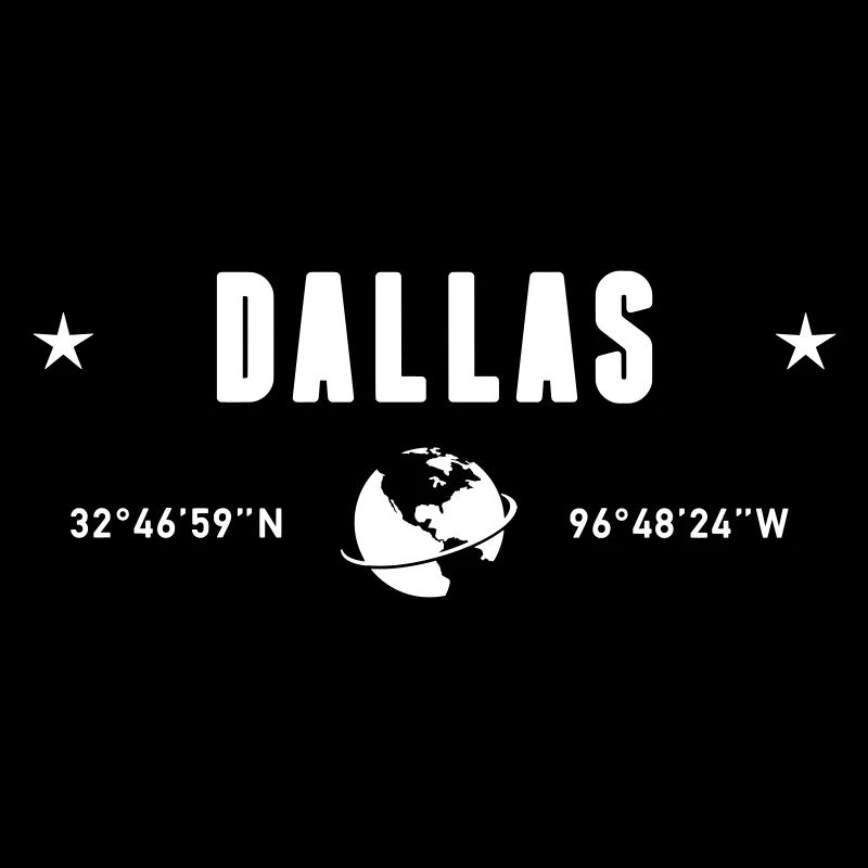 Dallas Texas Coordinates Planet Earth White