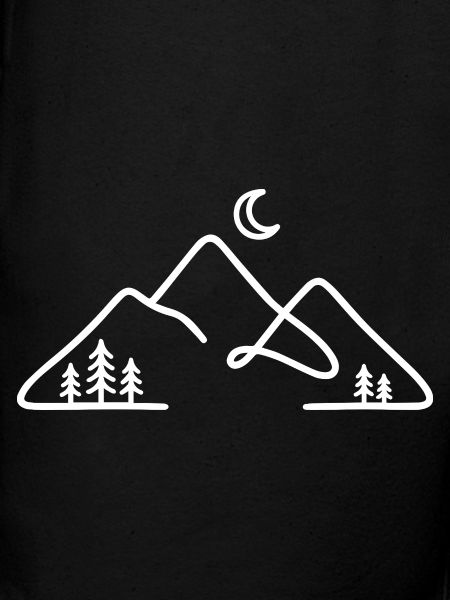 Minimalistisk bjergsilhuet med måne