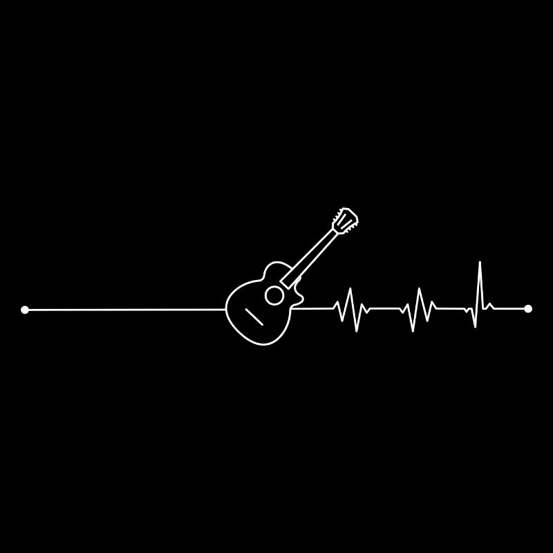 Guitar Heartbeat Line Art