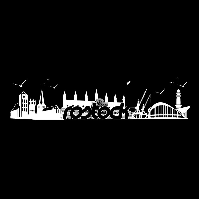Silhouette de Rostock - design en blanc