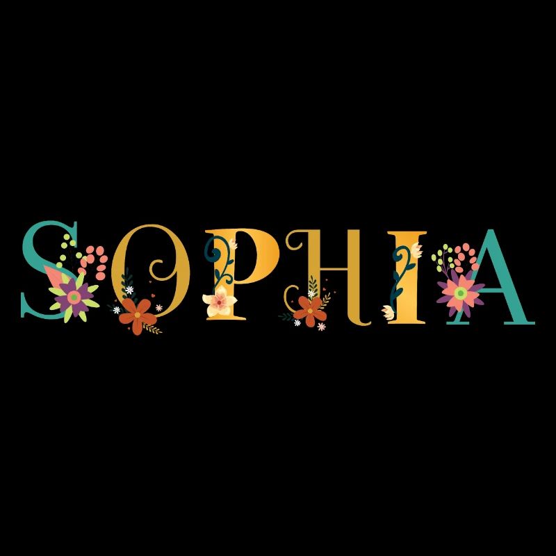 Art du prénom SOPHIA avec fleurs brodées