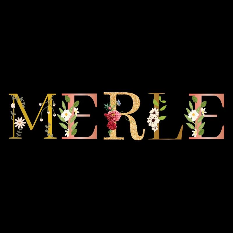 MERLE nom orné de fleurs