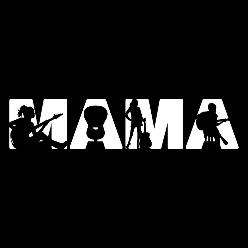 Guitar Mama Akustikmusikerin Silhouette