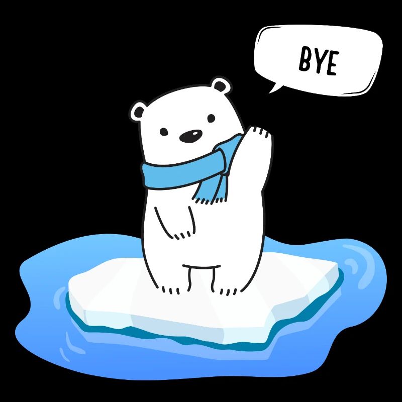 Kleiner Eisbär auf schmelzendem Eis - Bye