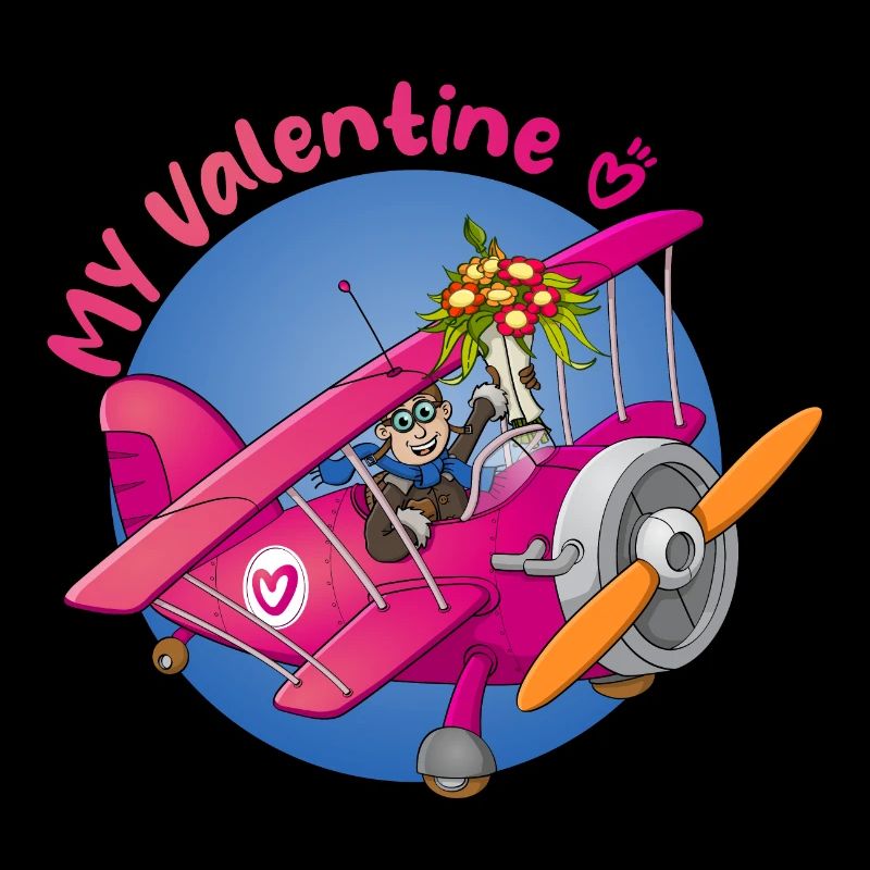 Mein Valentinstag, Pilot mit Blumen im Flugzeug