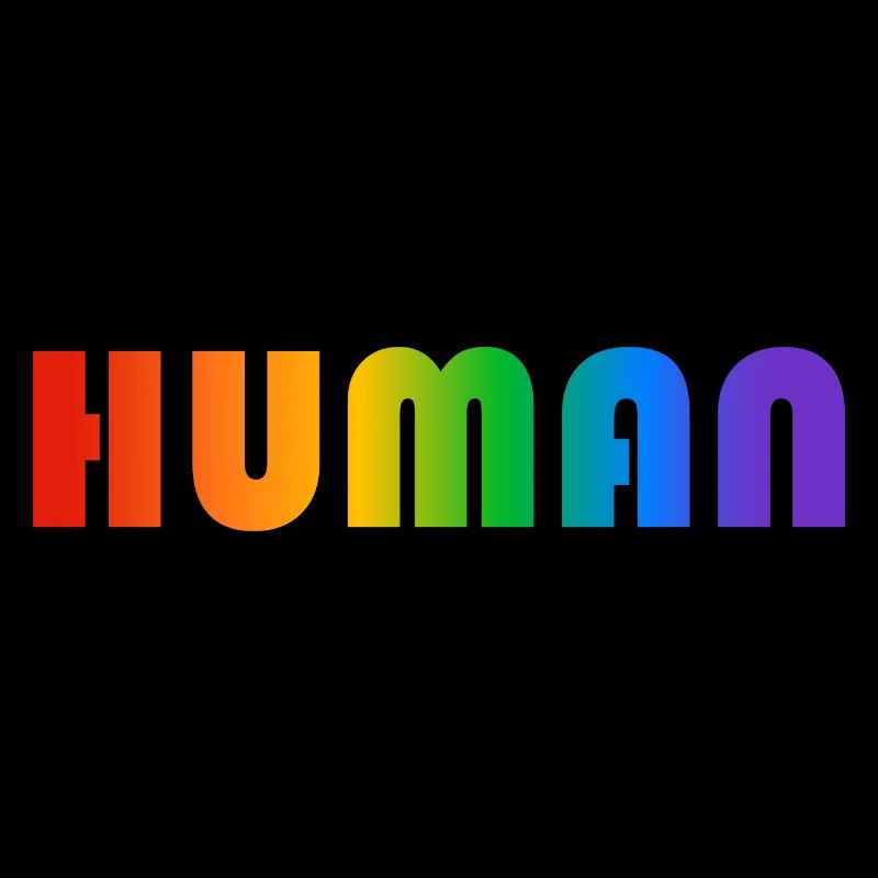 HUMAN rainbow text