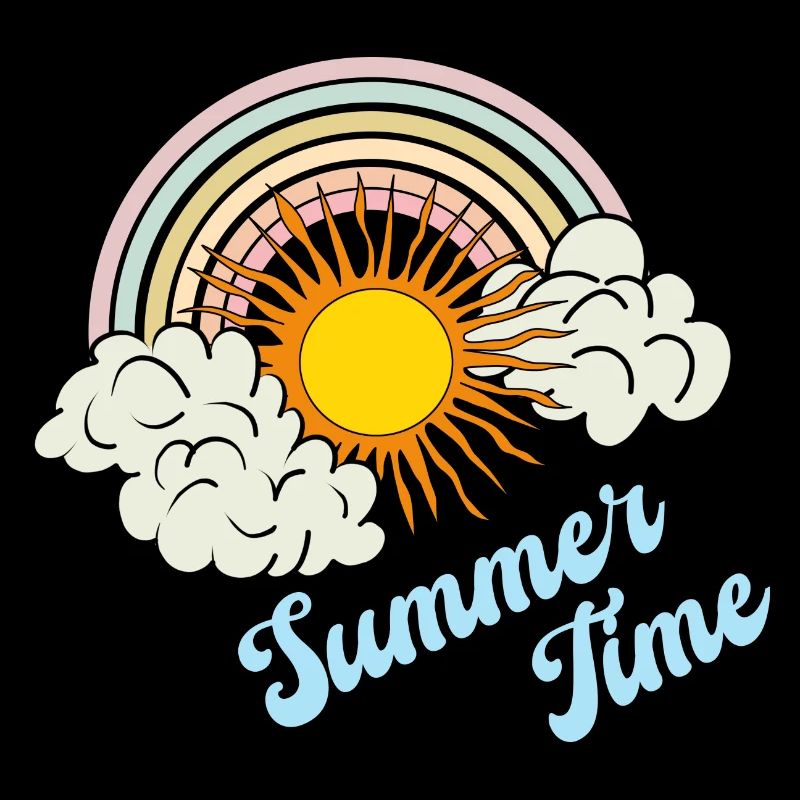 Heure d’été - Soleil d’été Arc-en-ciel Nuages Rétro