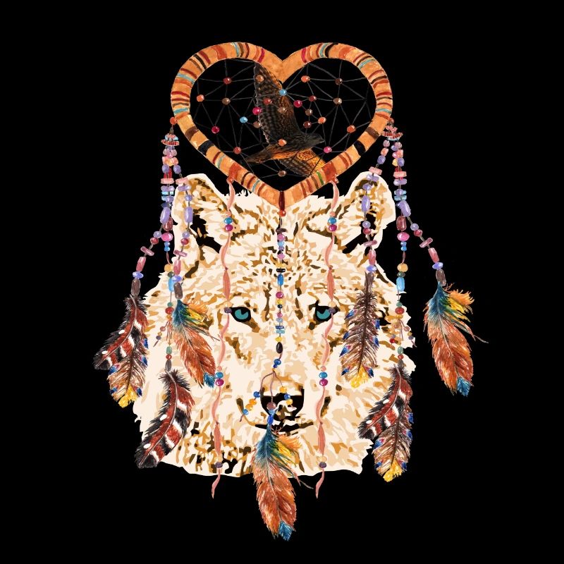 Wolf Dream Catcher Falcon - blue eyes