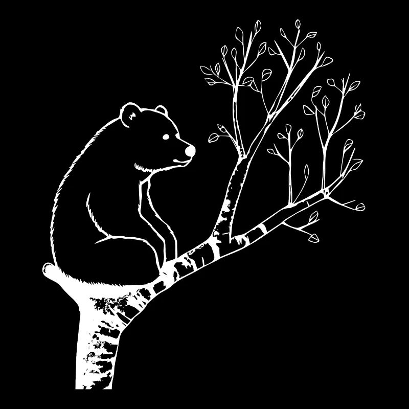 Good bear dreamily on tree