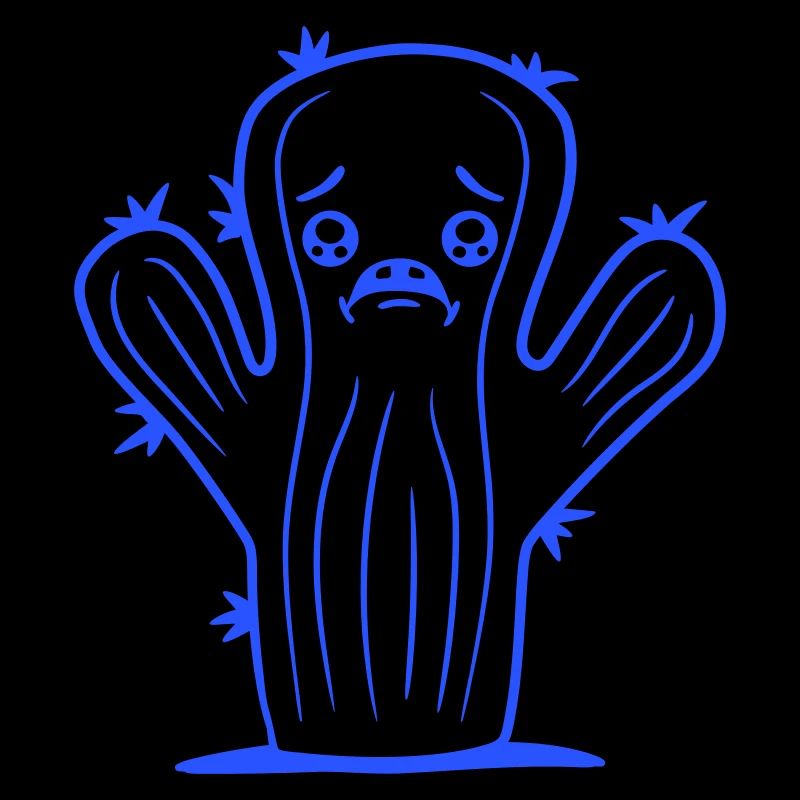Visage de cactus Triste Pleurer Malheureux Solitaire