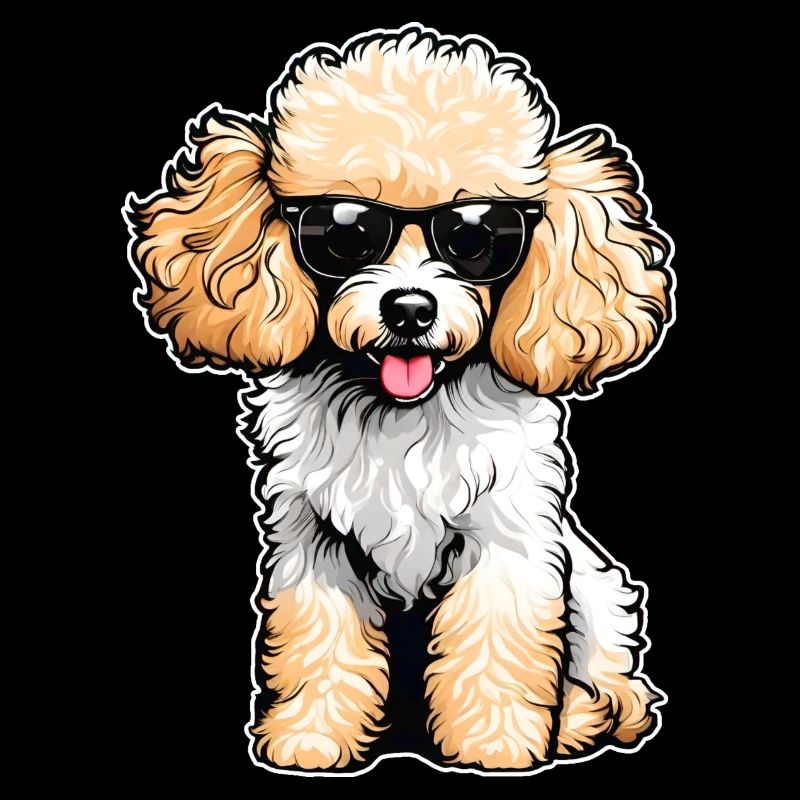 Caniche mignon avec des lunettes de soleil