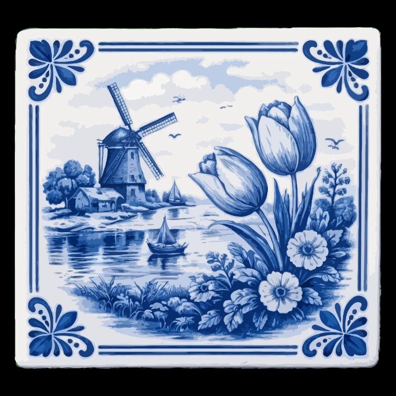 Delft Tulips and Windmill