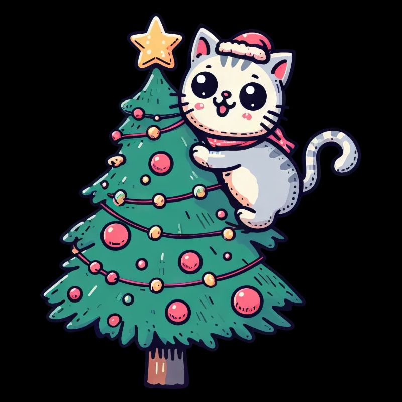 Weihnachts-Katze - Süß auf dem Tannenbaum im Comic