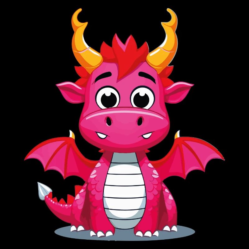Mignon dragon de dessin animé avec des cornes dorées