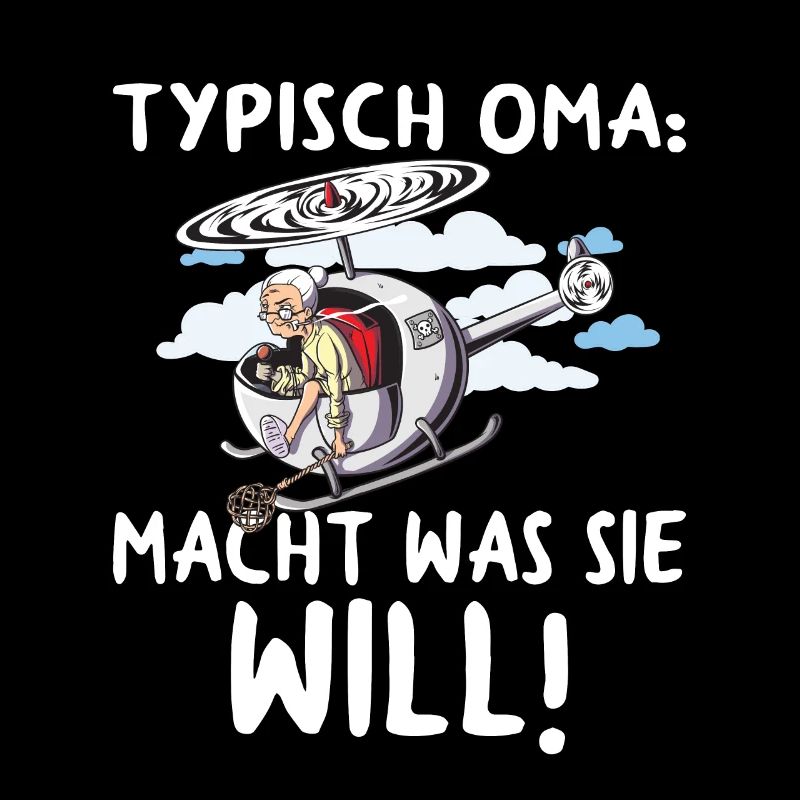 Typisch Oma Teppichklopfer Hubschrauber Aufpassen