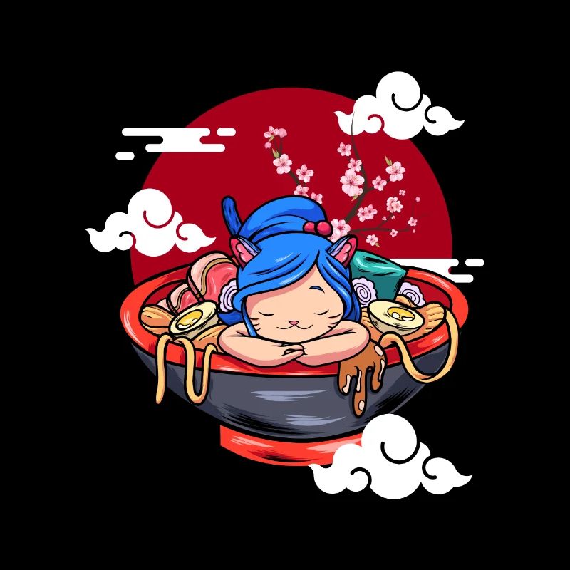 Funny Sleeping Cat Ramen Cute Kitten