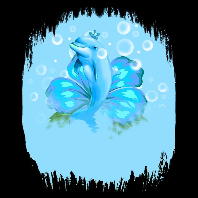 Mystical dolphin with water stains
