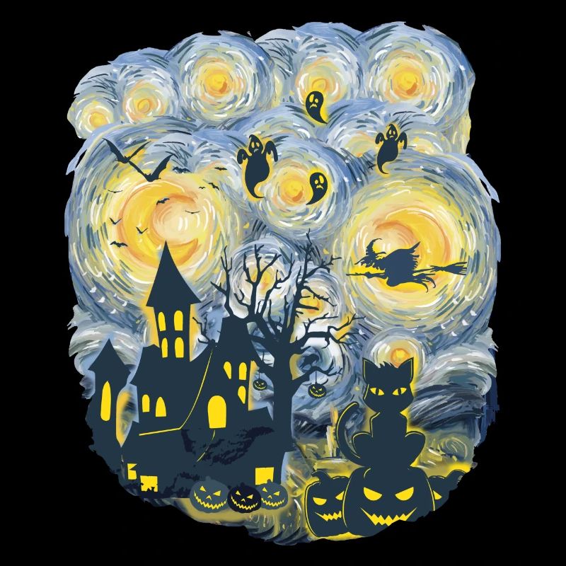 Spooky Evening With Pumpkins Ghosts