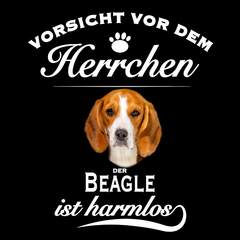 Vorsicht vor dem Herrchen, harmlos Beagle