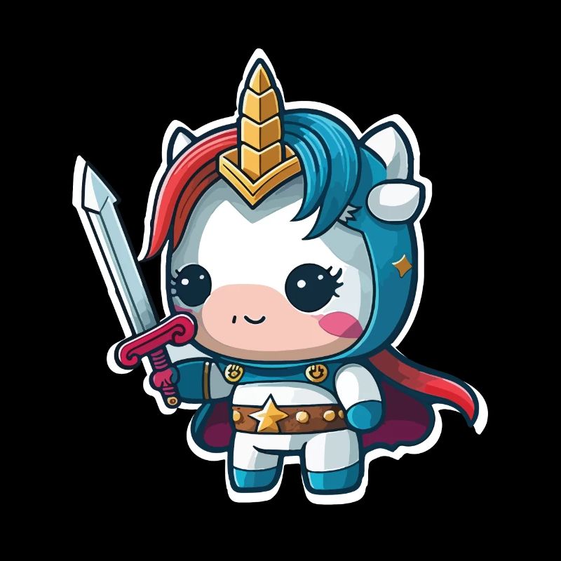Guerrier licorne mignon avec épée