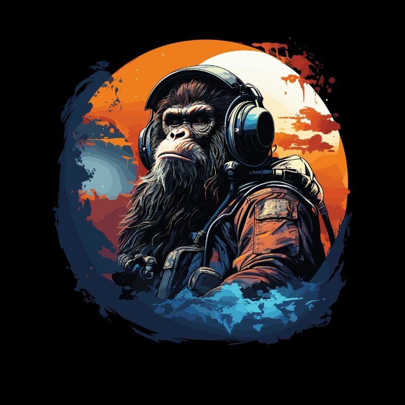 Cool Ape with headphone - Ape, Monkey Graphics