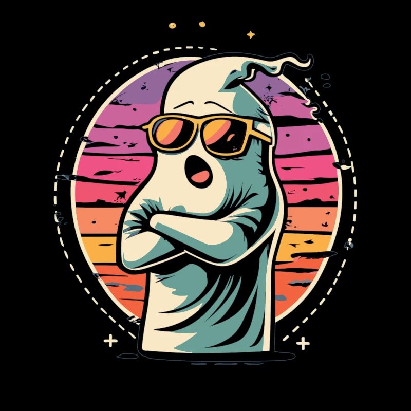 Retro Sun Ghost: Spooky Cool for Halloween