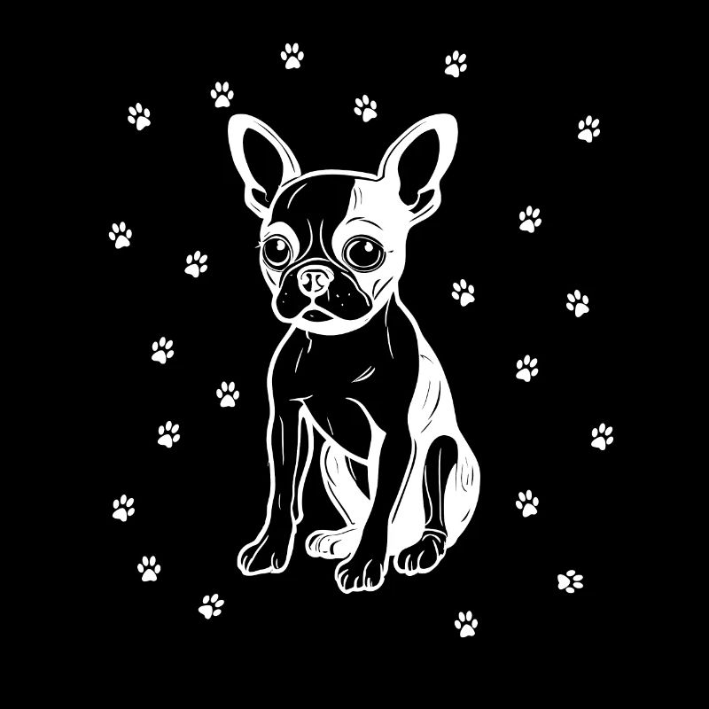 Boston Terrier mit kleinen Pfoten