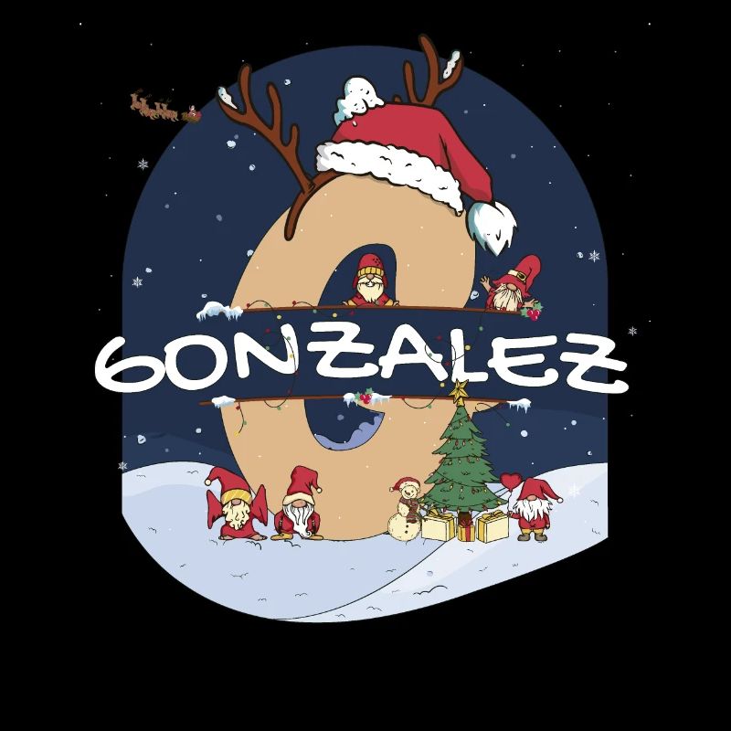 Impressionnant Gonzalez nom w chapeau de père Noël dans le thème de Noël