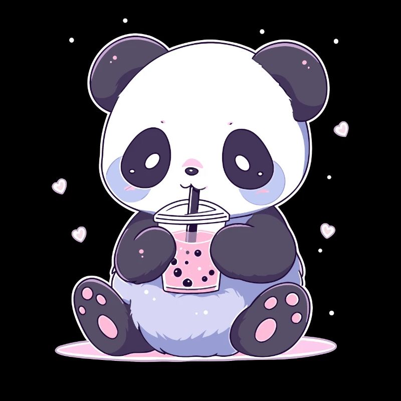 Kawaii Panda Drinks Boba Bubble Tea Chibi