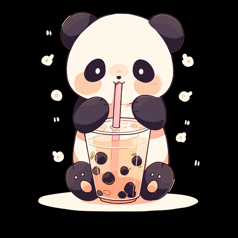 Kawaii Panda trinkt Boba Bubble Tea Chibi