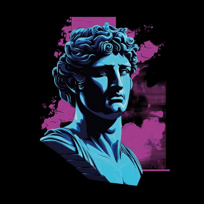 80's Classic Greek statue Synthwave