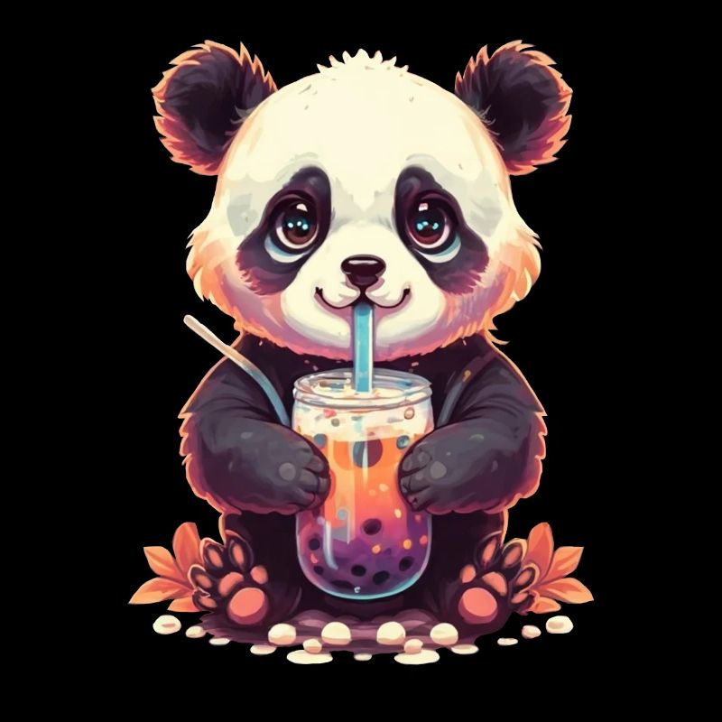 Kawaii Mignon Anime Panda Buvant Bubble Boba Tea