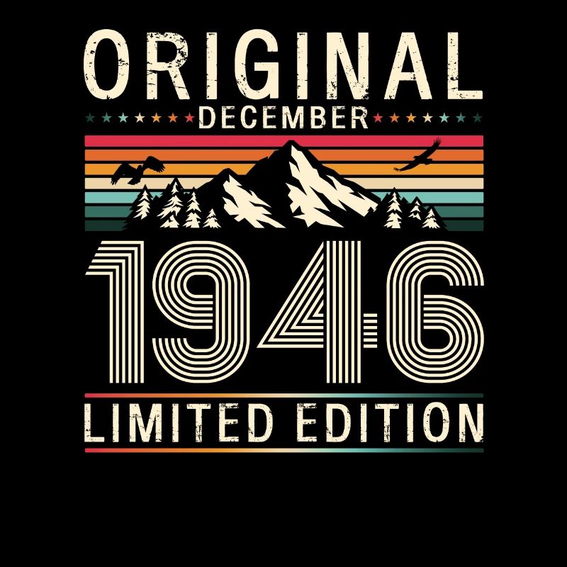 77e anniversaire Original Décembre Né 1946