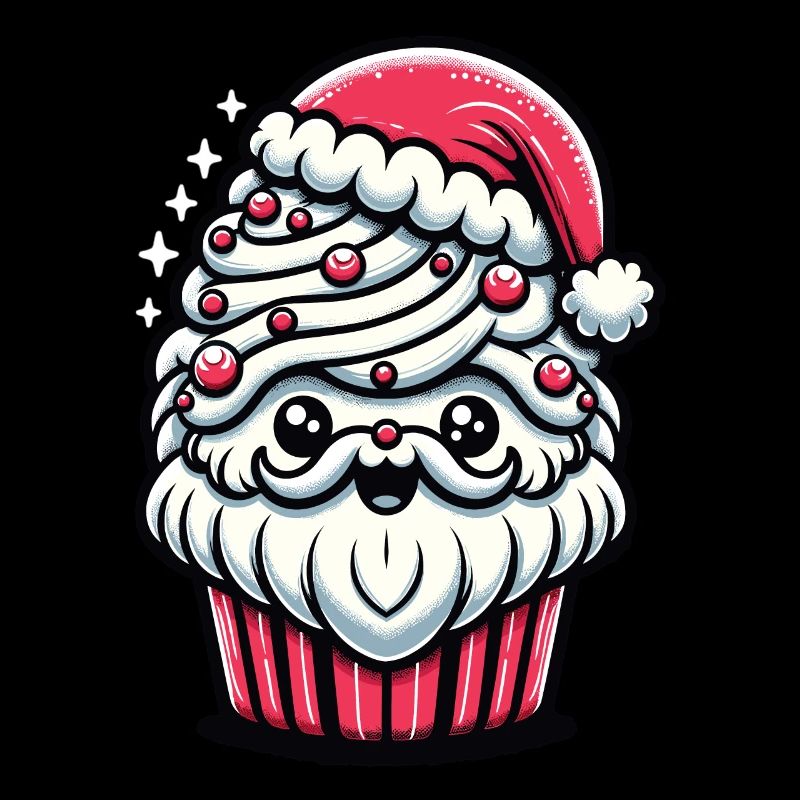 Douce salutation de Noël : Cupcake Santa