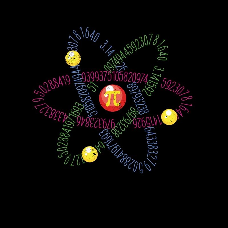 Math Lover, Pi Tag, Atom Symbol, Numbers 3.14