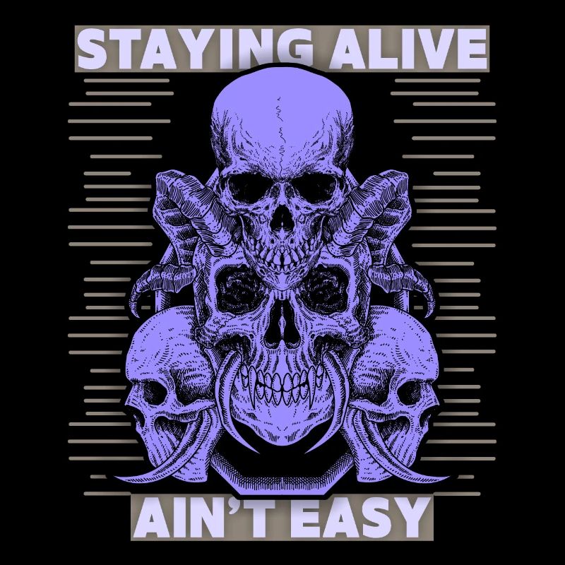 Totenköpfe, Spruch Staying Alive, Teufelsschädel