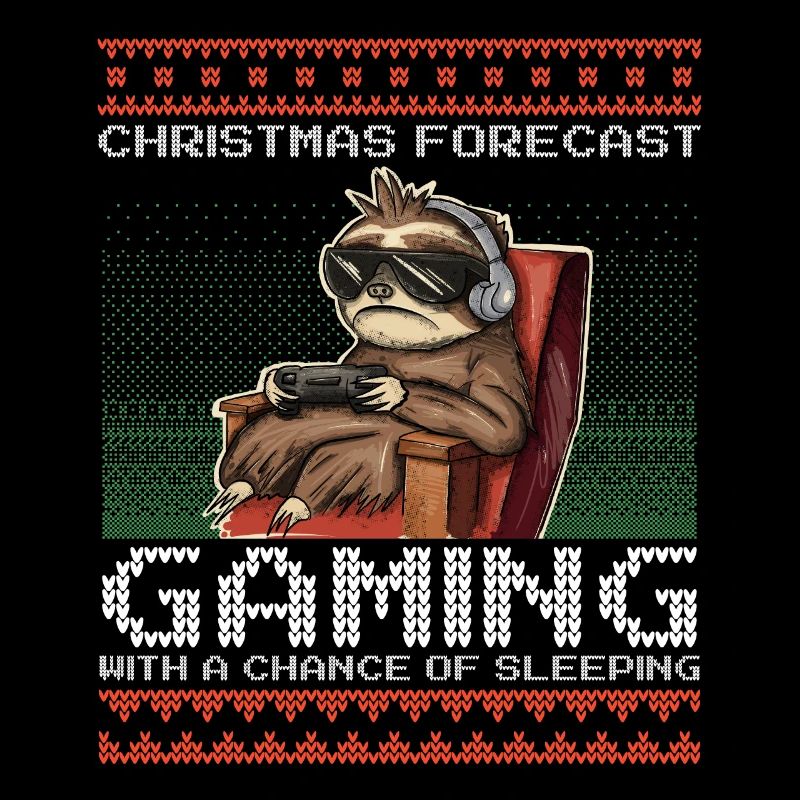 Funny Christmas Forecast Gaming Sloth Ugly Xmas