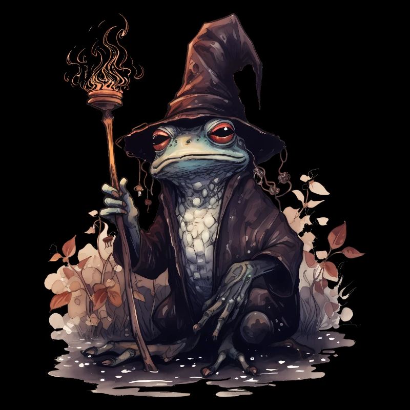 Magic frog with magic hat and magic wand