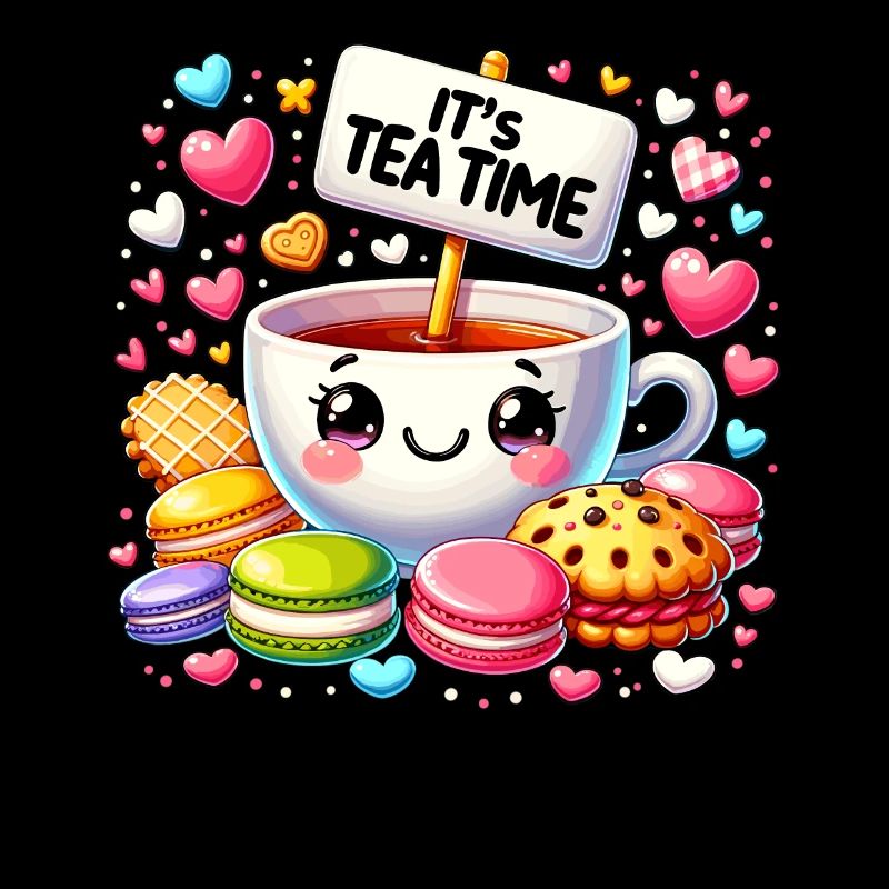Kawaii Tea Cute Tea Lover Cookie Cake Tea Time