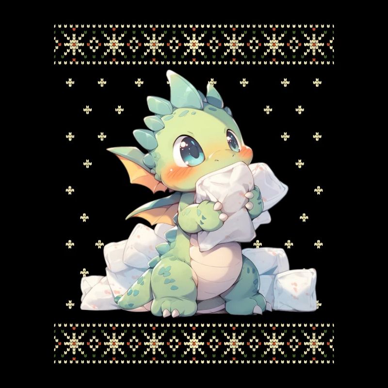 Dragon kawaii dans le style pull de Noël moche
