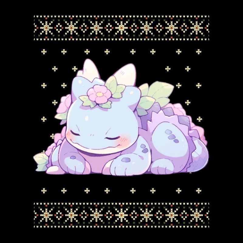 Dragon kawaii dans le style pull de Noël moche