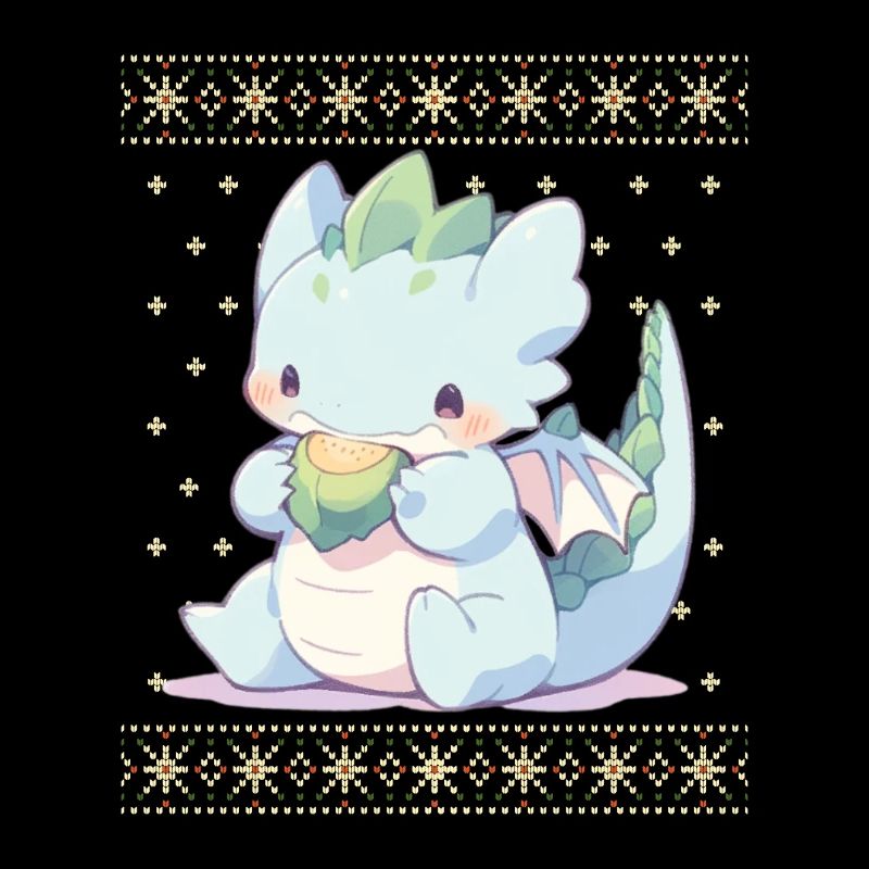 Dragon kawaii dans le style pull de Noël moche